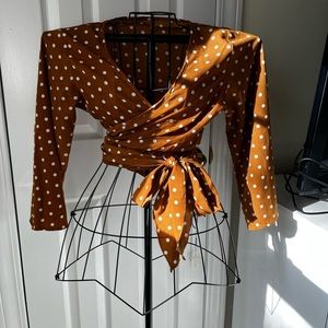 Brown Polka Dot wrap top | Size XL | Women’s